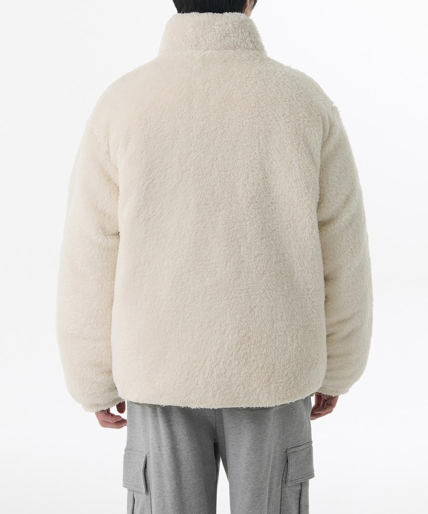 Musinsa Standard Daily Puffer Reversible Fleece Short Padded Jacket [Khaki/Cream]