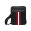 Zipper Closure Striped Decor Leather Shoulder Crossbody Bag Men Bags Black 6238425