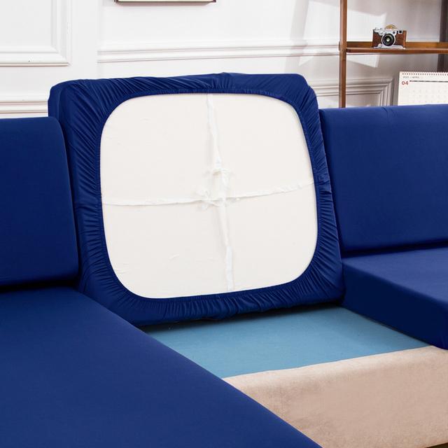 

Эластичный однотонный угловой чехол для сиденья дивана, эластичный чехол для подушки, чехол для дивана, чехол для дивана L-образной формы, кресло Chaselong, однотонное окрашивание normal size-1 озеро синий