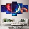 Leinwandbild Der Weltraum Erde blauer Himmel 5 Teile Wandkunst Malerei Modulare Wandtapeten Poster Druck für Wohnzimmer Heimdekoration