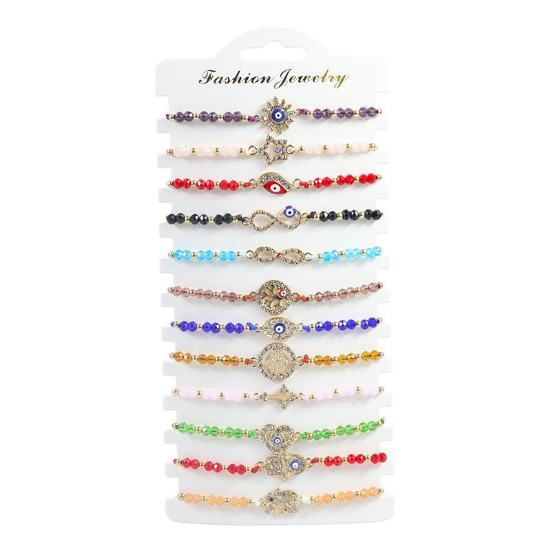 Bohemian Hand-woven Colorful Seed Bead Adjustable Bracelet with Rhinestone Connector