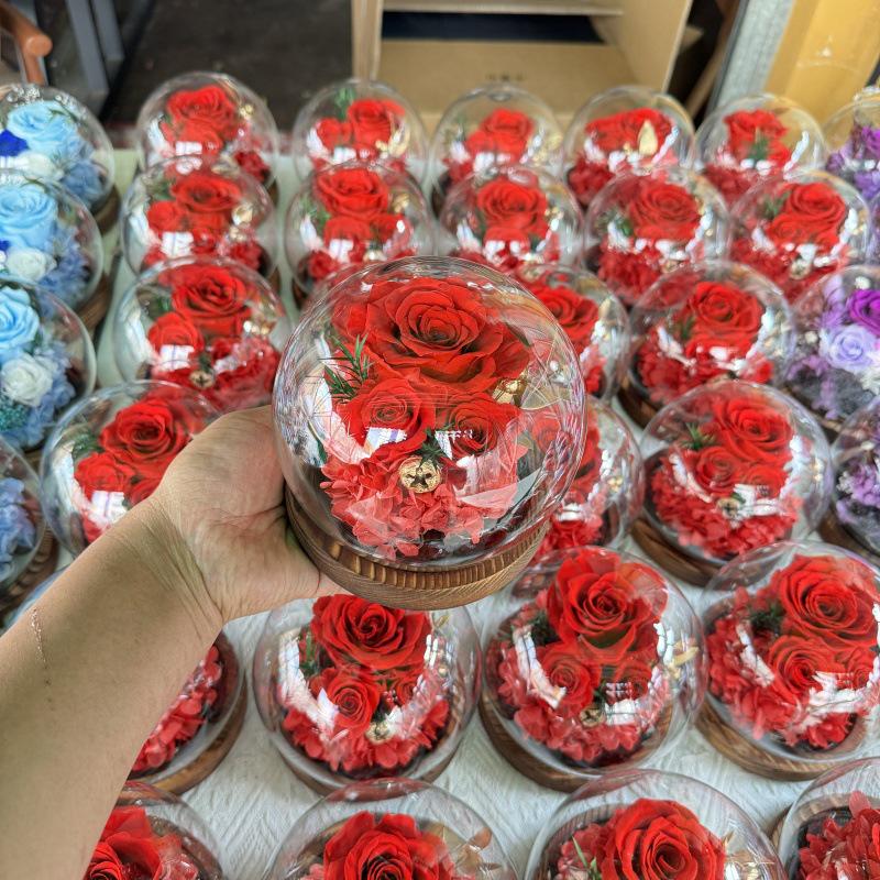 Preserved Flower Sphere: Rose & Sunflower Glass Dome Gift for Christmas & Valentine's Day