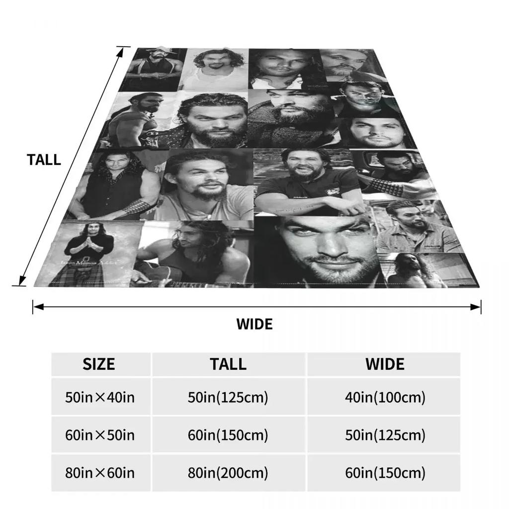 Jason Momoa Movie Actor Plaid Blankets Flannel Winter Star Art Collage Warm Throw Blankets for Home Couch Bedding Throws