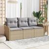3-Piece Garden Sofa Set with Beige Cushions Poly Rattan, 2-Seater Garden Sofa with Storage 3354229
