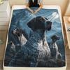 1PC Moonlit Canine Pack Print Flannel Blanket, High quality Comfortable for All Seasons, Home Decor, Warmth and Comfort