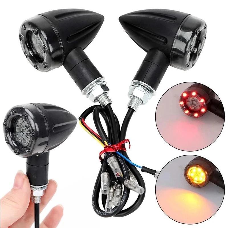 High Brightness Motorcycle LED Bullet Taillight Turn Signal Brake Lamp with Daytime Running Light Function