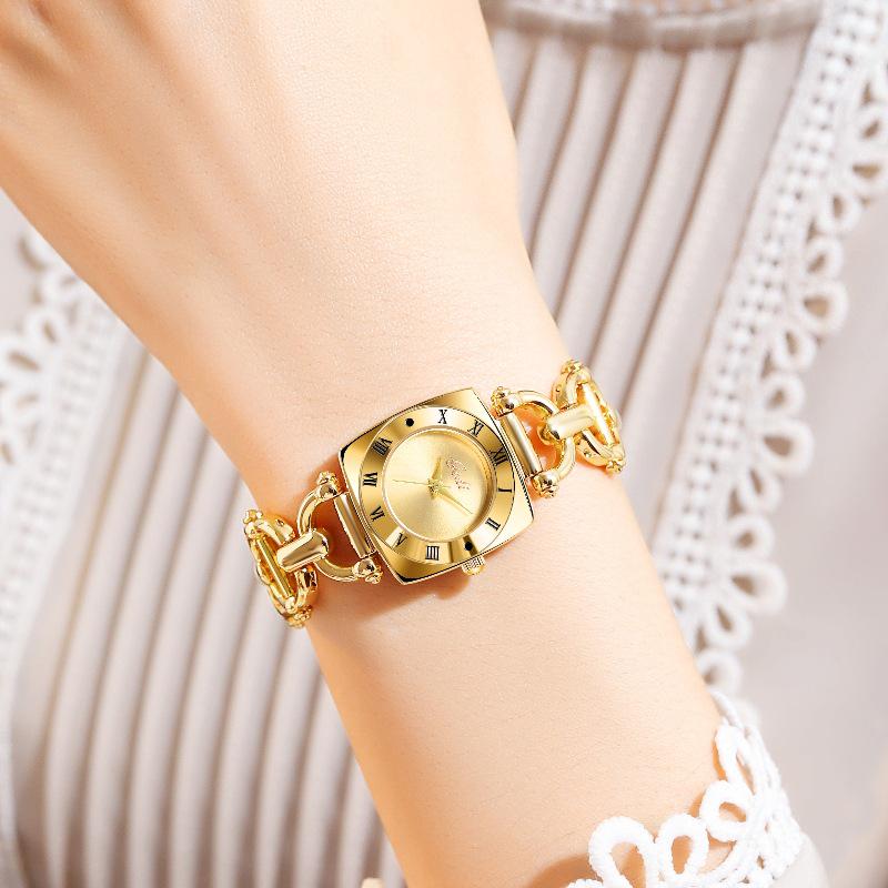 GEDI Alloy Vintage Quartz Watch - Elegant Ladies' Design with Exquisite Copper Bracelet