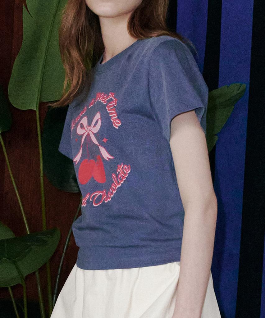 Solteuaenchokollis [Hast] Sweet Cherry Crop T-Shirt Navy 4W2521007