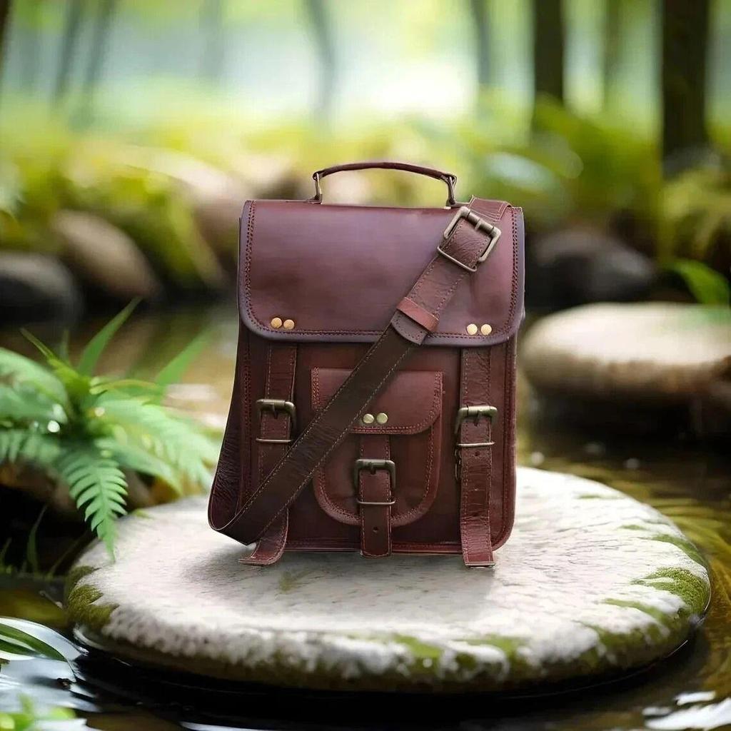 Men's Vintage Rare Find Leather Messenger Shoulder Laptop Bag Briefcase