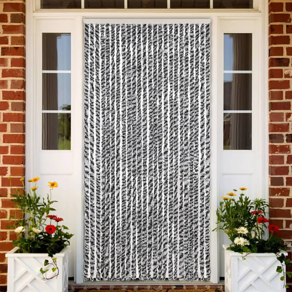 VidaXL Fliegenvorhang Grau, Schwarz und Weiß 100x220 cm Chenille