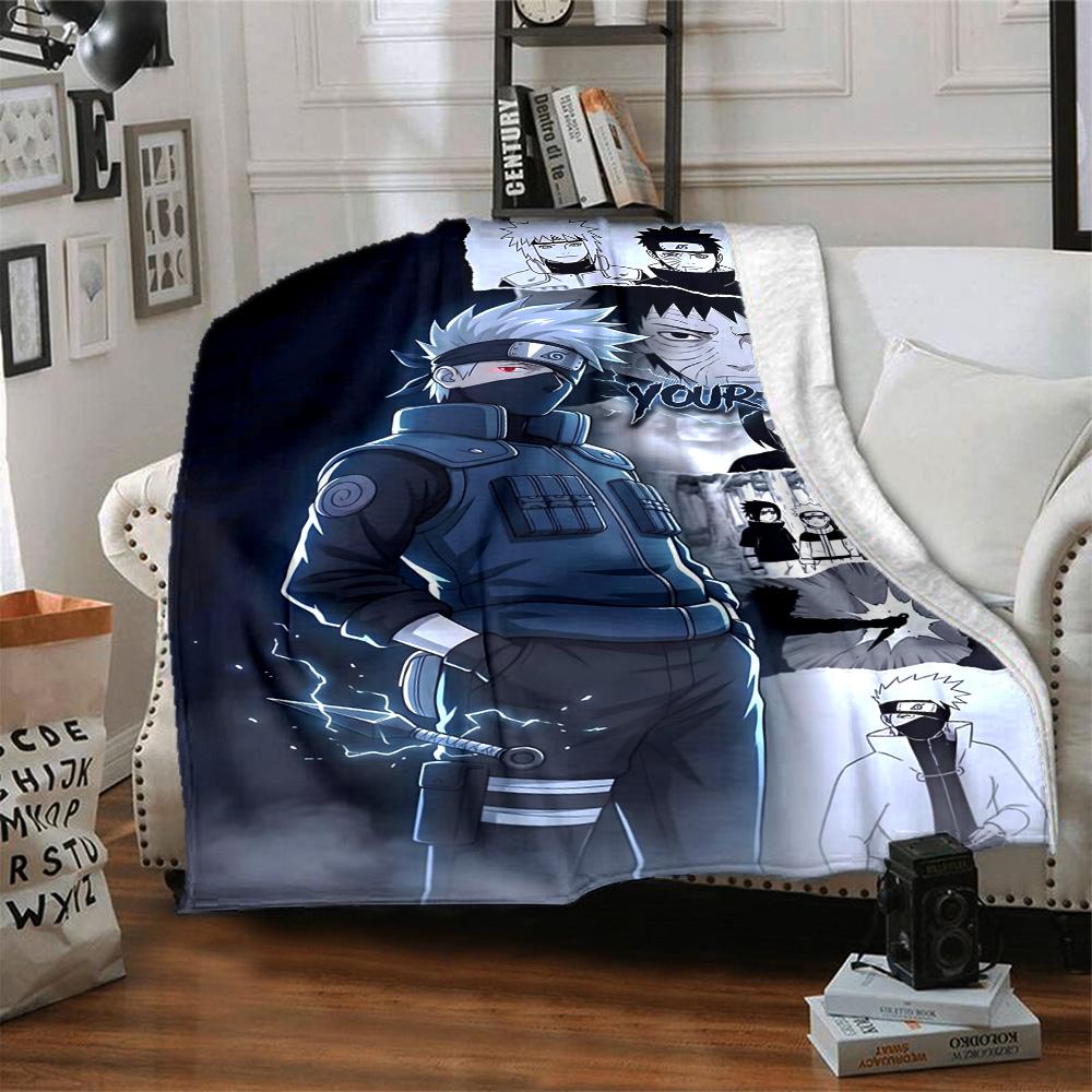 Naruto Character Customize Your Name Blanket Throw Customizable Blanket Soft & Cozy Suitable for Living Room Office Chair Seaside Bedding