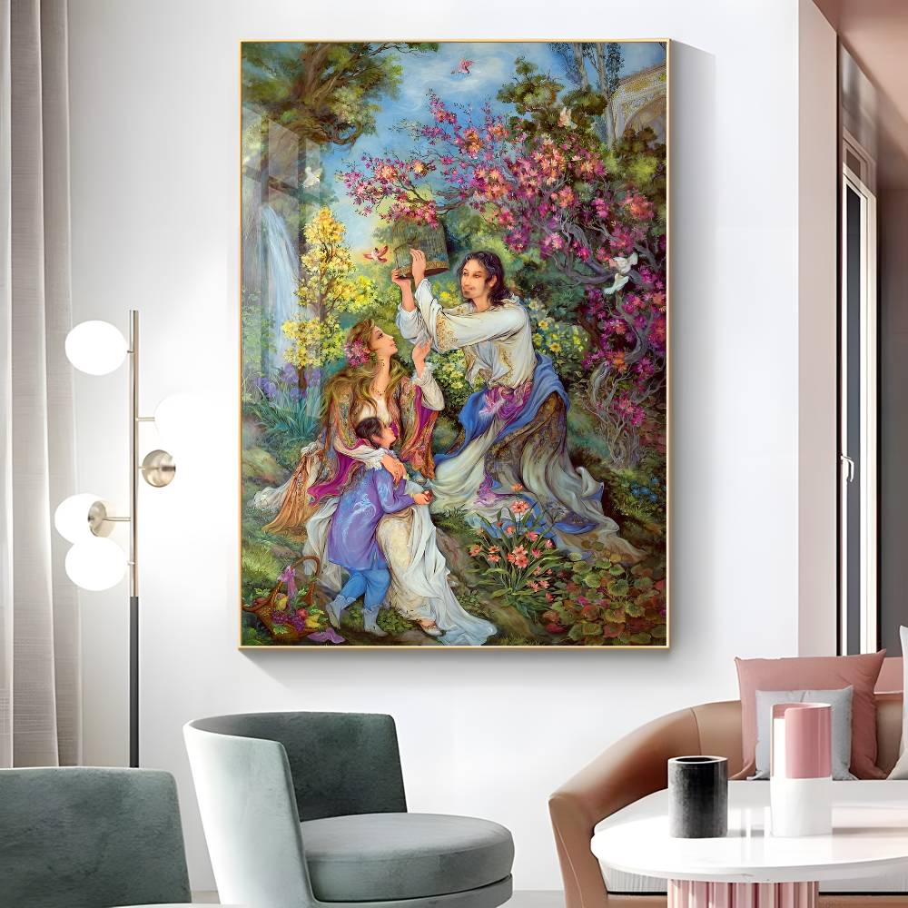 1pc Mahmoud Farshchian Persian Painting Poster Sticker Print Waterproof Wall Art For Living Room Bedroom Home Decor