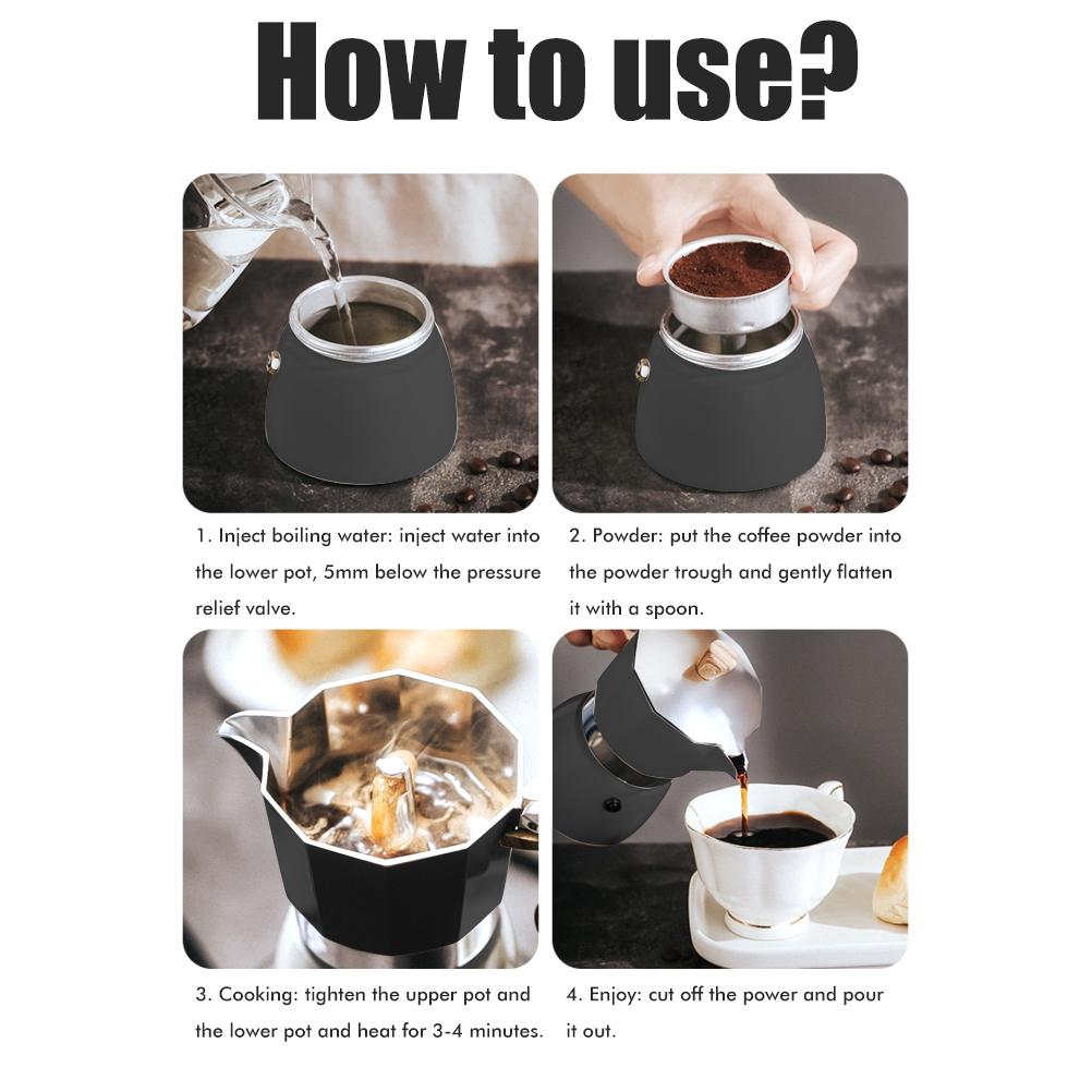 150ML 300ML Portable Aluminum Italian Style Espresso Maker Moka Pot Coffee Maker Household Mocha Cold Extract Pot for
