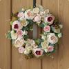 Artificial Rose Wreath Easy To Clean Floral Door Colorful Hanging Decoration