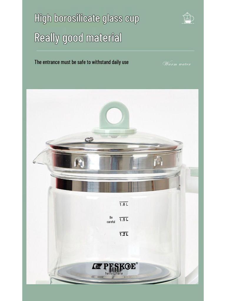 Hemisphere Health Multifunctional Automatic Glass Tea & Water Kettle - High Temperature Resistant, Thickened for Tea & Medicine Boiling.