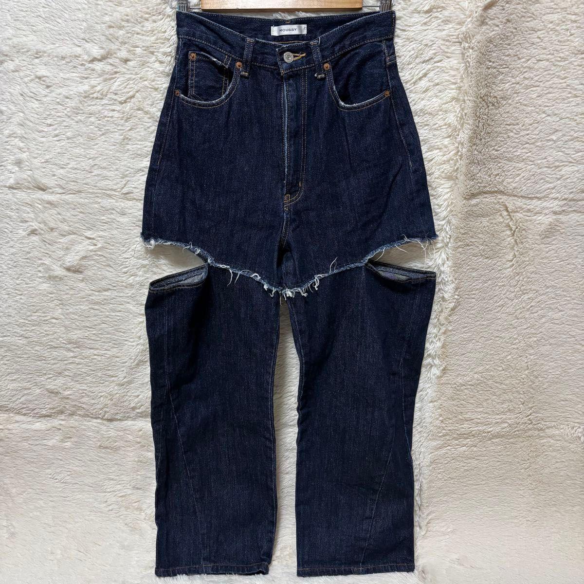 MOUSSY CUT OUT WIDE STRAIGHT Denim 26 inches