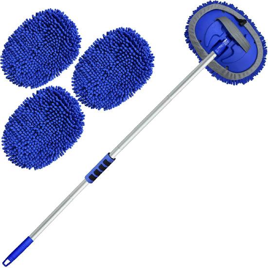 Wontolf 62'' Car Wash Brush With Long Handle Chenille Microfiber Car Wash Mop Mitt Kit Scratch-Free Car Detailing Cleaning Brush Care Kit With