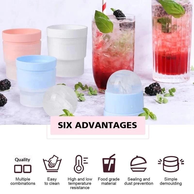 Ice Ball Mold Tray With Lid Leakproof Round Ice Cube Maker For Cocktail Drinks Home Bar Ice Hockey Ice Tray Ice Cube Mold