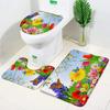 Tulips Flower Bath Mat Set Plant Florals Easter Egg Garden Scenery Non-slip Toilet Lid Foot Rug Floor Mat Bathroom Accessory Set