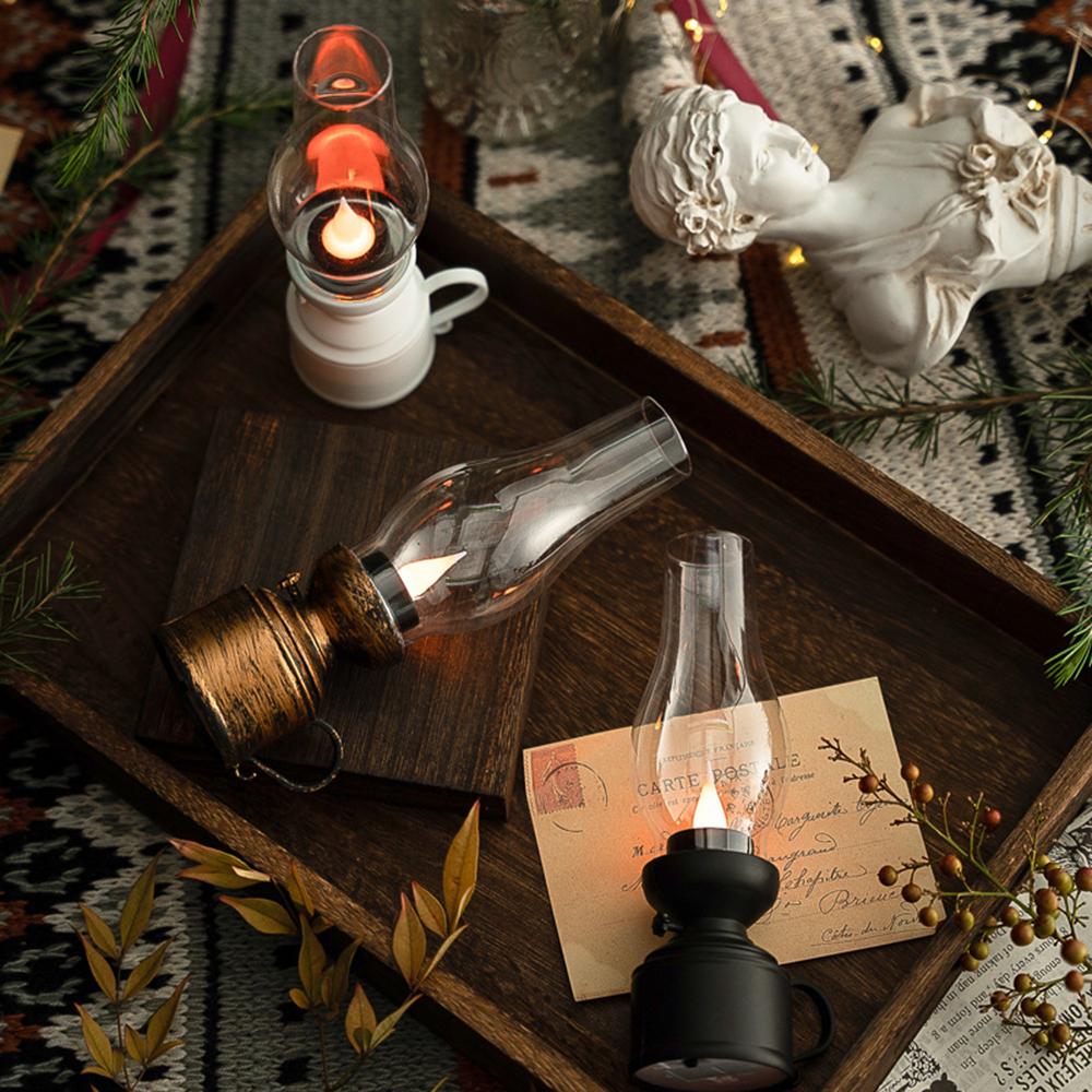 1pc Retro Electronic Luminescent Kerosene Lamp Creative Decoration, Suitable For Home, Holiday Atmosphere, Birthday Gifts