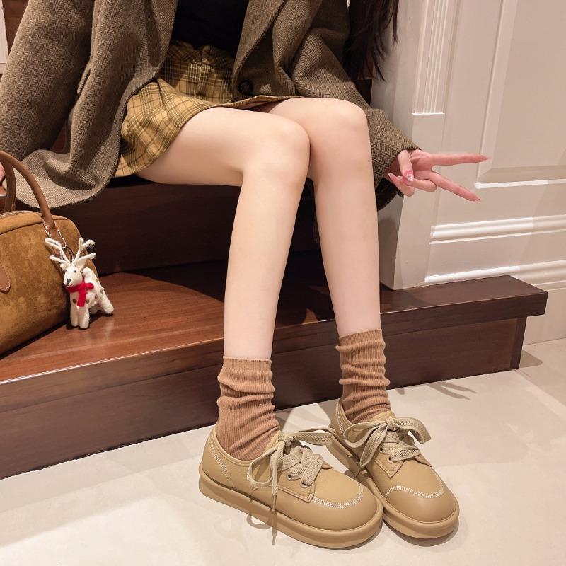 Retro British Style 2024 New Thick Soled Soft Soled Ugly and Cute Casual Shoes with Breathable Design, Niche Boken Women's Shoes