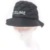 Excellent CELINE Hat Logo-print Quilted Bucket Black Nylon Mens M 2AUB0930C Used