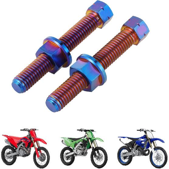 Titanium Alloy Chain Adjuster Bolt M8 Rear Axle Bolts Universal for KLX KX CRF CR YZ TTR DRZ WR RM RMZ Motorcycle Dirt Bike Chain Tensioner Bolt