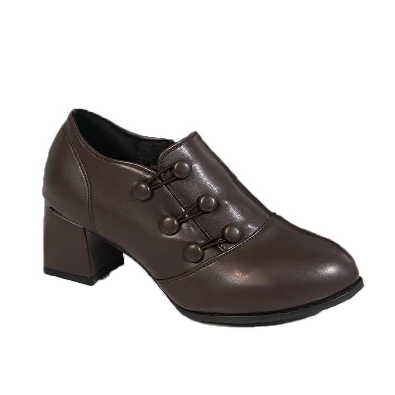 Dámské boty na vysokém podpatku se špičatou špičkou Návrhář Robustní retro mokasíny Boty Podzim Novinka 2024 Oxford Boty Ženy Vycházky Neformální Zapatos