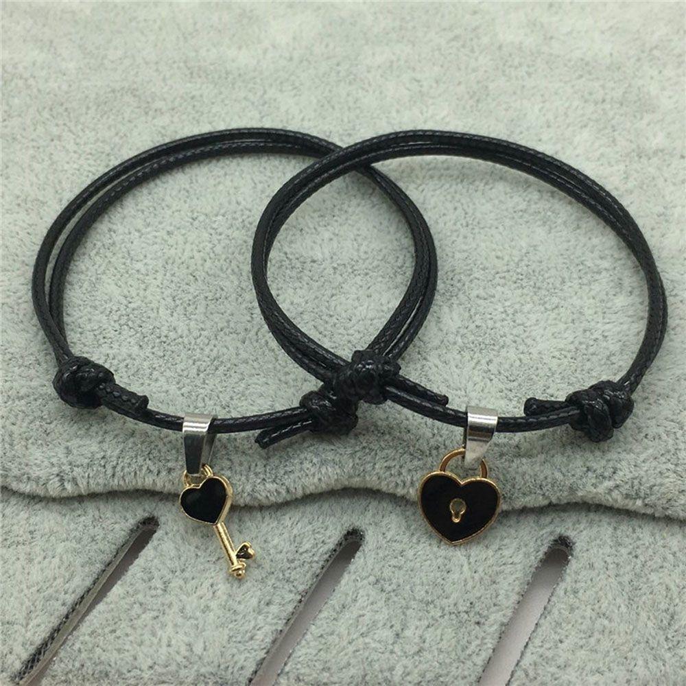 For Women String Couple Charm Rope Key Heart Lock Bangles Bracelets Fashion Accessories Jewelry