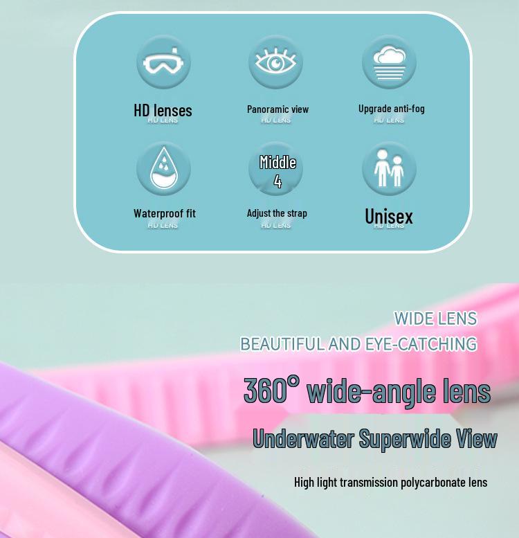 Children's Waterproof Anti-Fog Swimming Goggles and Cap Set – High-Definition, Large Frame for Boys and Girls