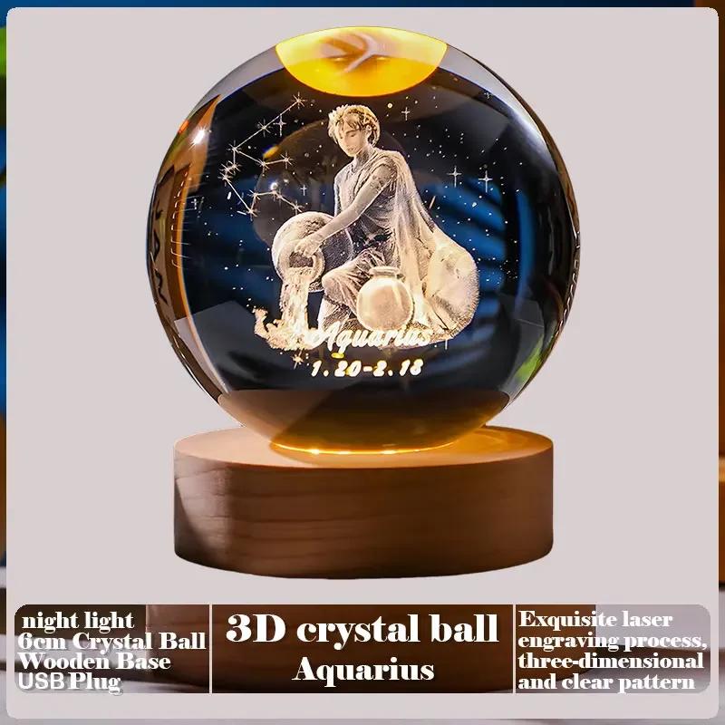 Dárek na Valentýna 2025 3D Růže Křišťálová koule Laserové gravírování Domácí ozdoba Řemesla Stolní dekorace Narozeninový Dárek ke Dni matek