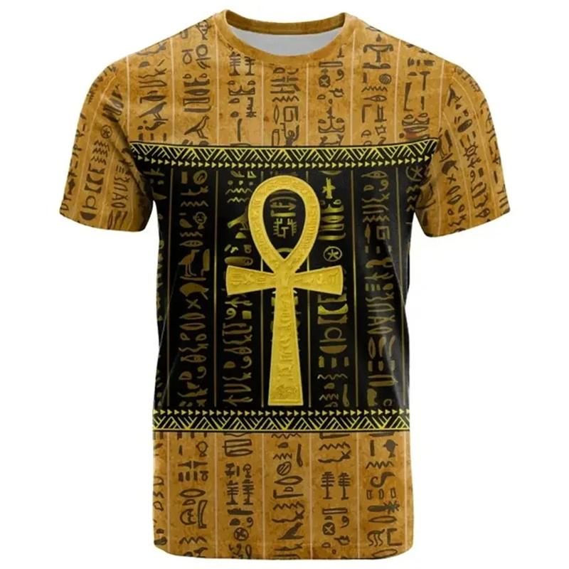 3D Printed Ancient Egypt T-Shirt Men Women Pharaoh Pattern T Shirts Summer Oversized Harajuku Round Neck Tees Short Sleeve Tops