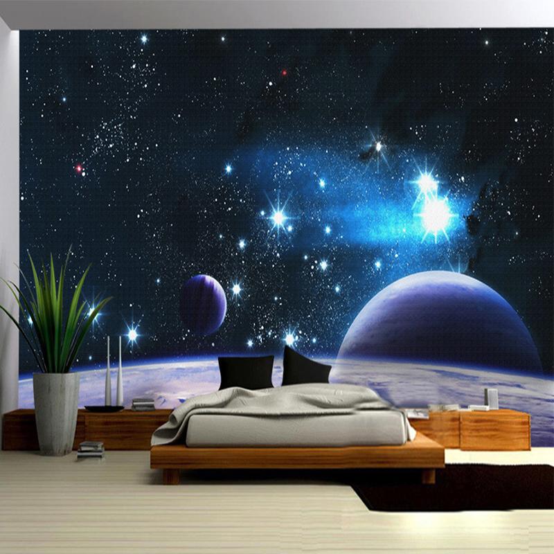 Mural Wallpaper 3D Universe Space Star Planet Wall Mural Living Room Sofa Bedroom Decor Wall Mural 3D Wall Paper