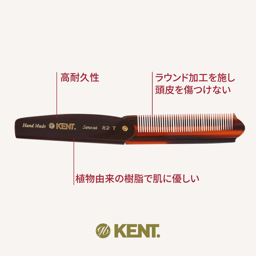 Kent 190mm Handmade Folding Pocket Hair Royal 82T G.B.KENT Comb, Warrant, (Classic Color)