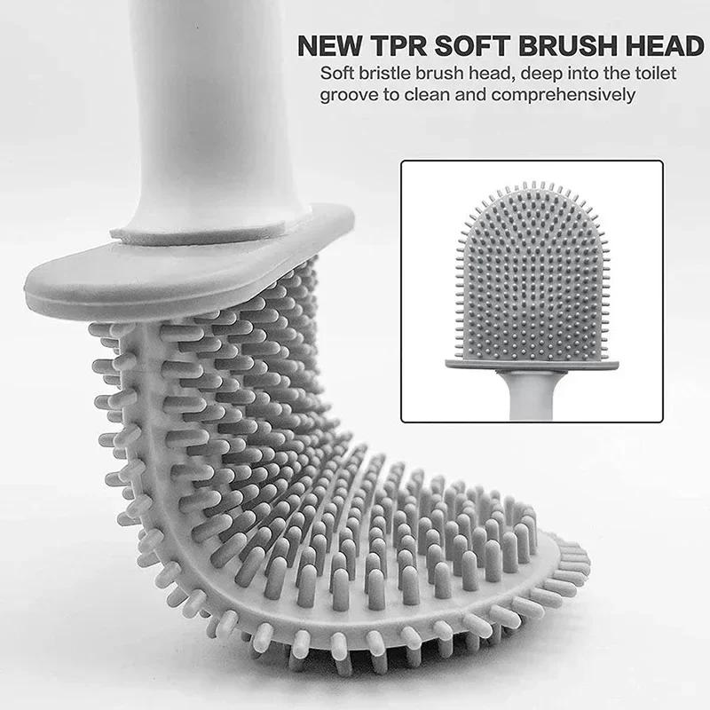 Toilet Brush Hanging Silicone Brush Cleaner Toilet for Bath Accessories Cleaning Brushes Cleaner Toilet Brush with Holders
