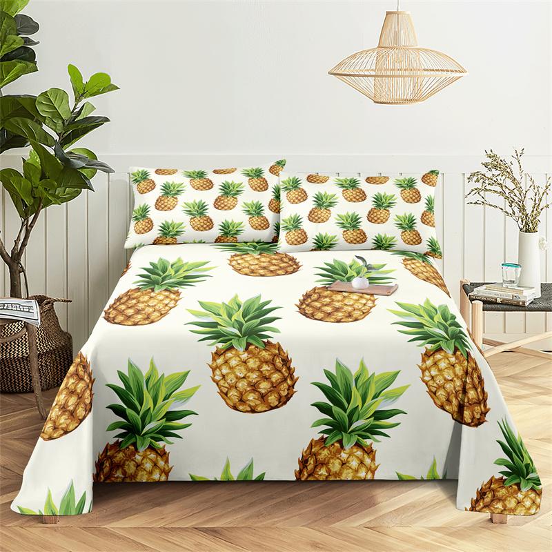 

Bedding Polyester Sheets Cartoon Fruit Printing Flat Sheet with 2Pillowcase Bed Sheet Bed Sheet Collection King Size Queen Dimension Size Bed Cover 150X230cm(2Pcs)&Flat Sheet