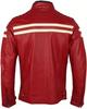 Pánská bunda Červená jehněčí kůže Biker Motocyklová Bílý pruh Stylová Pravá kůže Ručně šitá