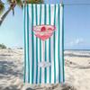 Teal White Striped Strawberry Cocktail Beach Towel Quick Dry Soft Towel Lightweight for Swimming Vacation Beach Summer Holiday