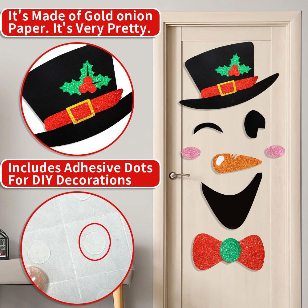 Festive Christmas Door Decorations Featuring Adorable Reindeer And Snowman Felt Window Stickers For Home Holiday Cheer