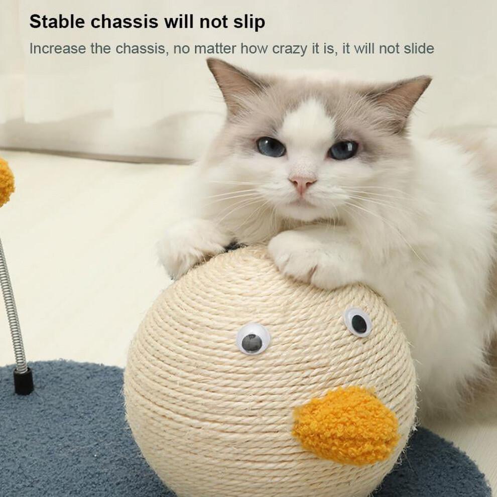Cat Scratching Toy, Nature's Sisal and Wood Material, Spherical Pet Toy, Interactive Solid Wood Scratching Pet Toy (Natural)