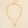 Moon double necklace Female tide Internet celebrity niche design collarbone chain Cold wind crescent pendant necklace 1