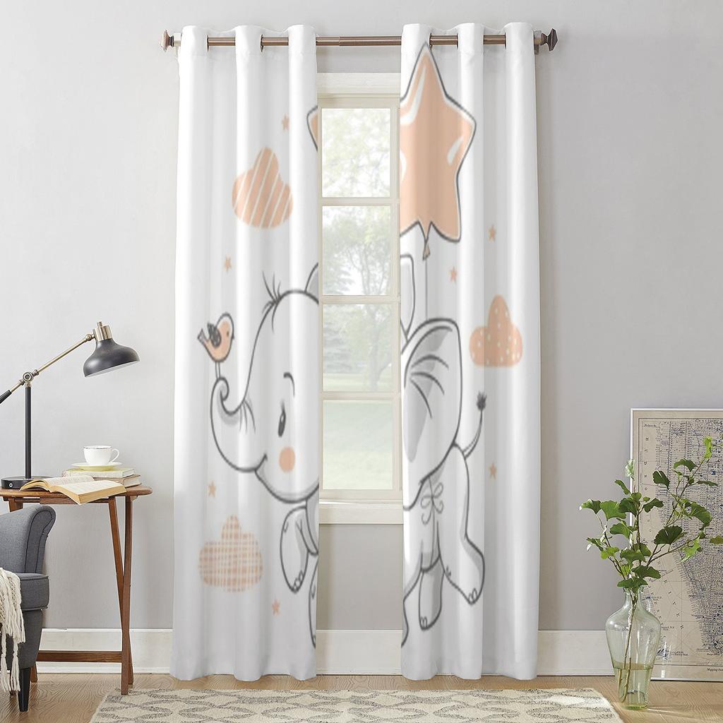 Roztomilé dětské sloní okenní závěsy pro obývací pokoj ložnice luxusní moderní kuchyňské závěsy látkové závěsy