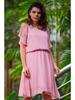 Chiffon Circle Dress with Split Sleeves, Powder Pink Size S