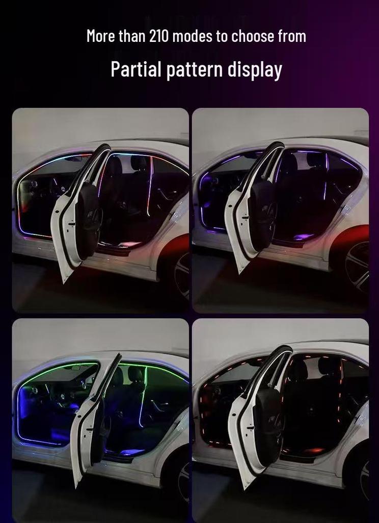 Iridescent Wireless LED Car Door Frame Light Strip – Flowing, No Wiring Needed