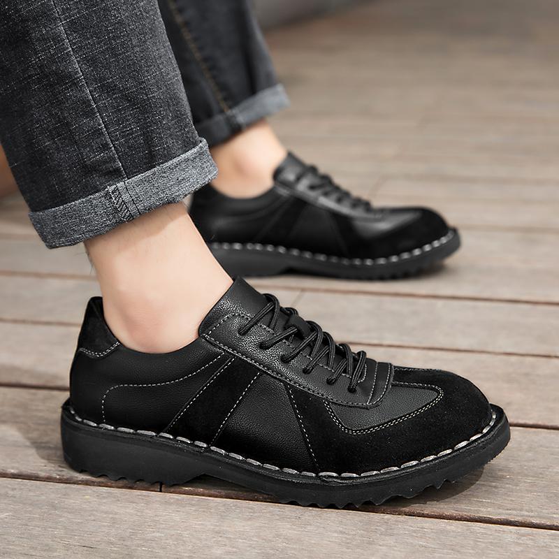 Male Casual Leather Shoes Mens Fashionable Lace Up Flats Shoes Leisure Office Shoes Business Formal Shoes