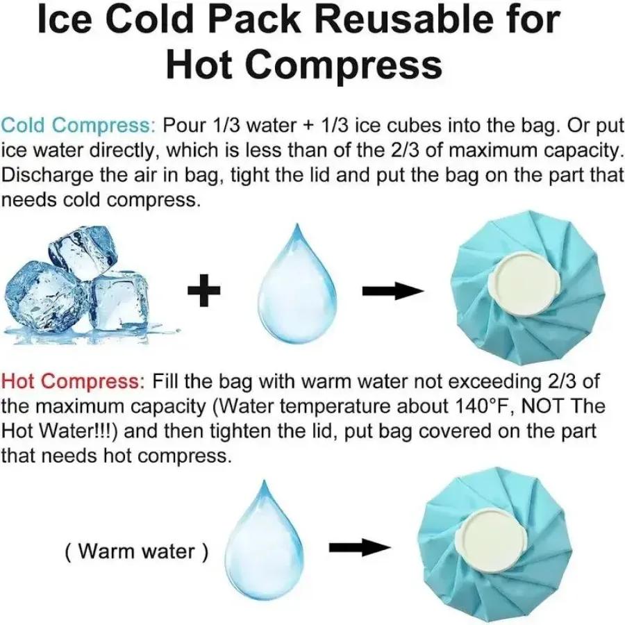 Reusable Ice Bag Set for Pain Relief - 3 Sizes (6", 9", 11") - Cotton Material Heat Pack for Knee, Head, Leg - Versatile Cold