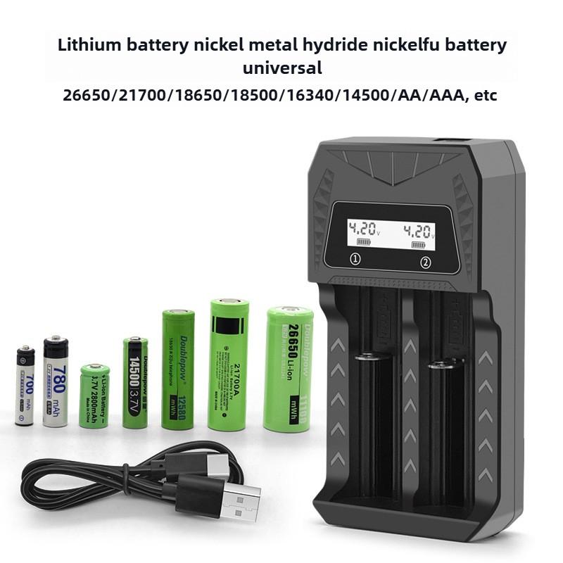 2 4 Slots Intelligent LCD Fast Charger For 18650 Battery USB Charger for 26650/21700/18650/18500/16340 AA/AAA Lithium Battery