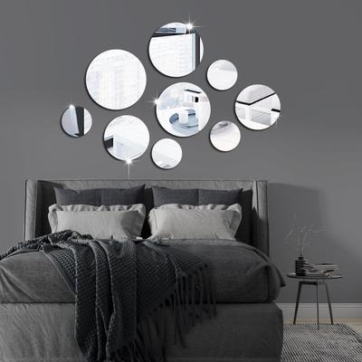 3D Round Acrylic Mirror Wall Stickers for Living Room and Bedroom Decoration
