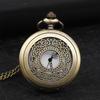 Men'S Vintage Hollow Out Circular Pocket Watch  Chain Quartz Pocket Watch Souvenir Gift