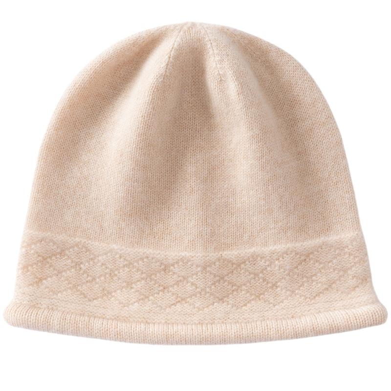 % Pure Cashmere Knitted Hat Versatile Cold-proof Autumn and Winter Hat Wool Hat Pullover Knitted Hat